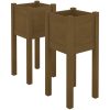 Odlingslådor 2 st honungsbrun 31x31x70 cm massiv furu vidaXL – miniatyr 2