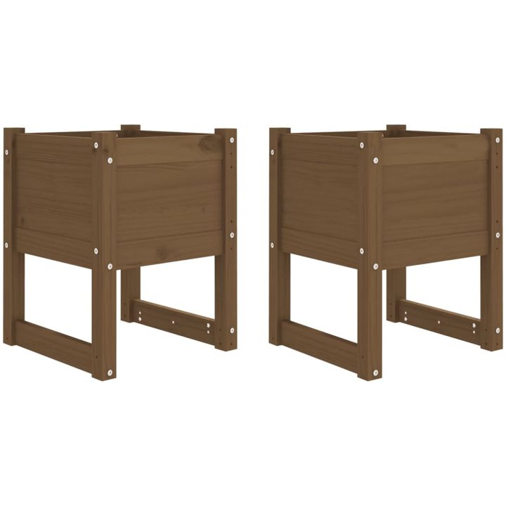 Odlingslådor 2 st honungsbrun massiv furu vidaXL 40 x 40 x 52.5 cm – bild 2