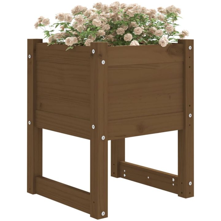 Odlingslådor 2 st honungsbrun massiv furu vidaXL 40 x 40 x 52.5 cm – bild 3