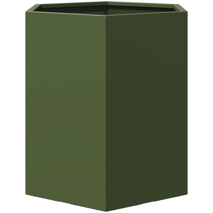 Odlingslådor 2 st olivgrön sexkantig stål vidaXL 46 x 40 x 45 cm – bild 7