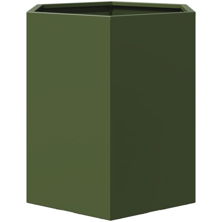 Odlingslådor 2 st olivgrön sexkantig stål vidaXL 46 x 40 x 45 cm – bild 8