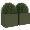 Odlingslådor 2 st olivgrön stål vidaXL 32 x 30 x 29 cm – miniatyr 4