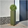 Odlingslådor 2 st olivgrön triangulär stål vidaXL 30 x 26 x 75 cm – miniatyr 1
