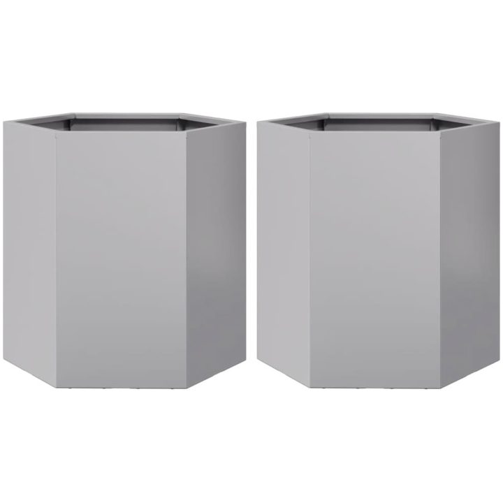 Odlingslådor 2 st sexkantig galvaniserat stål vidaXL 46 x 40 x 45 cm – bild 2
