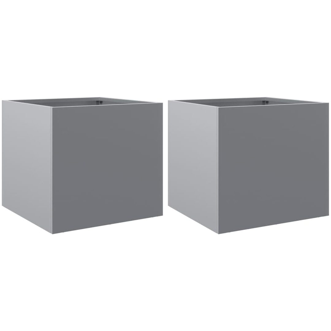 Odlingslådor 2 st silver galvaniserat stål vidaXL 32 x 30 x 29 cm – bild 2