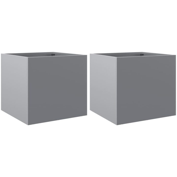 Odlingslådor 2 st silver galvaniserat stål vidaXL 32 x 30 x 29 cm – bild 2