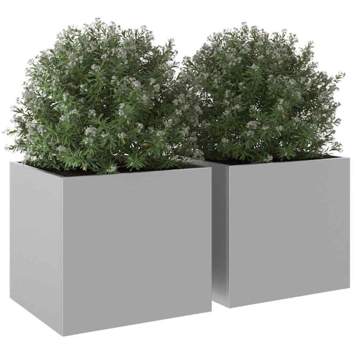 Odlingslådor 2 st silver galvaniserat stål vidaXL 32 x 30 x 29 cm – bild 4