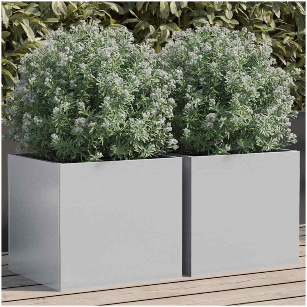 Odlingslådor 2 st silver galvaniserat stål vidaXL 32 x 30 x 29 cm