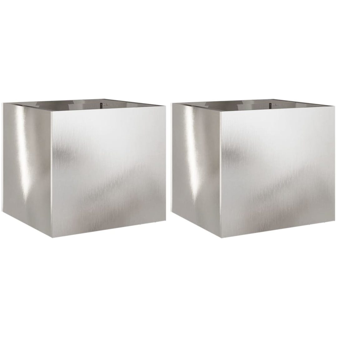 Odlingslådor 2 st silver rostfritt stål vidaXL 32 x 30 x 29 cm – bild 2