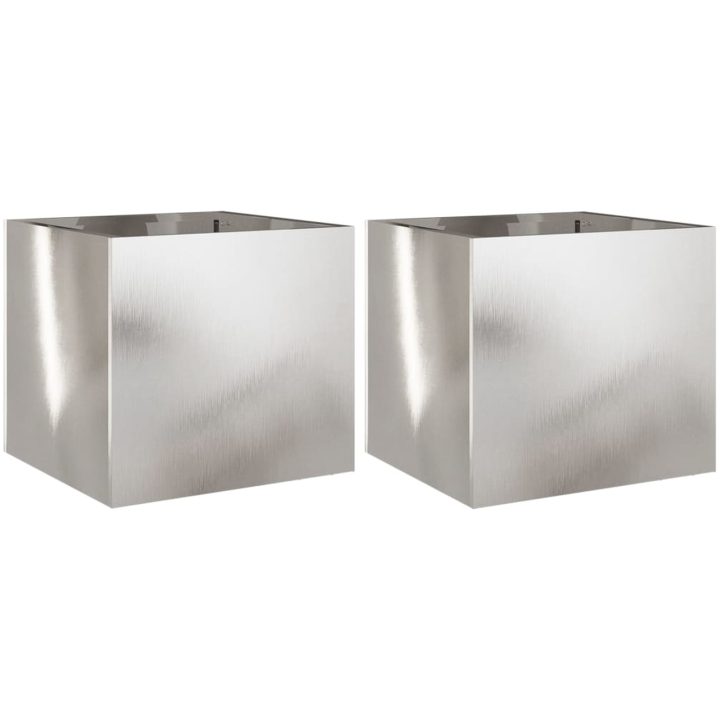 Odlingslådor 2 st silver rostfritt stål vidaXL 32 x 30 x 29 cm – bild 2