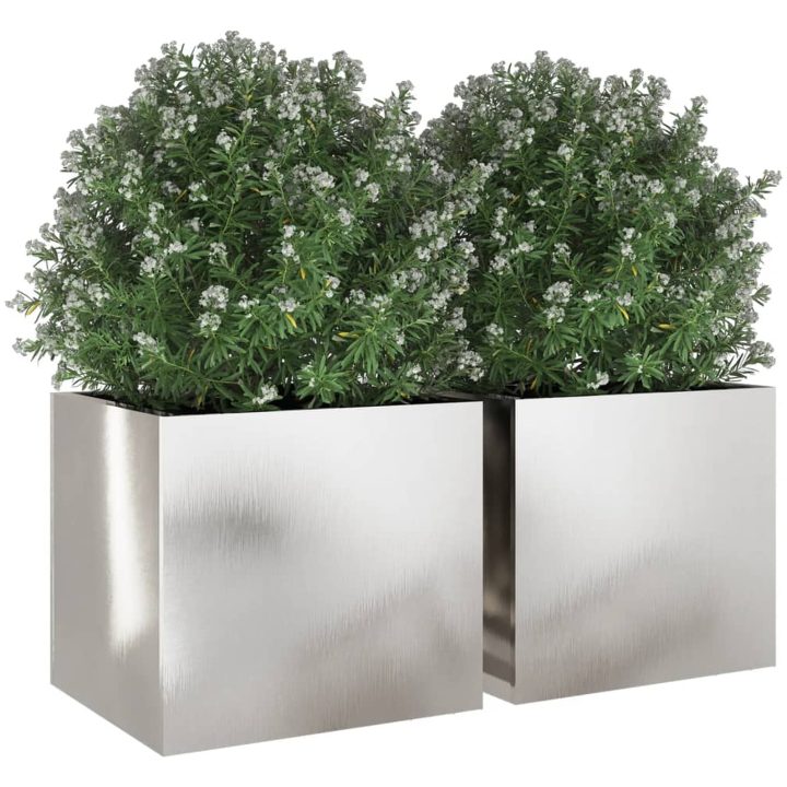 Odlingslådor 2 st silver rostfritt stål vidaXL 32 x 30 x 29 cm – bild 4