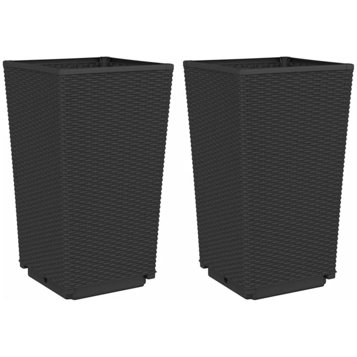 Odlingslådor 2 st svart 32,5x32,5x57 cm PP vidaXL – bild 2