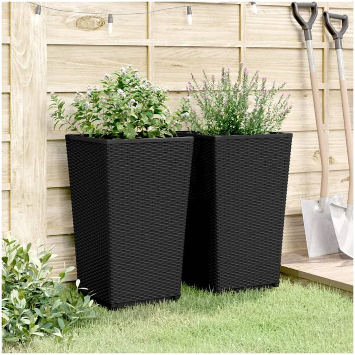 Odlingslådor 2 st svart 32,5x32,5x57 cm PP vidaXL – bild 3