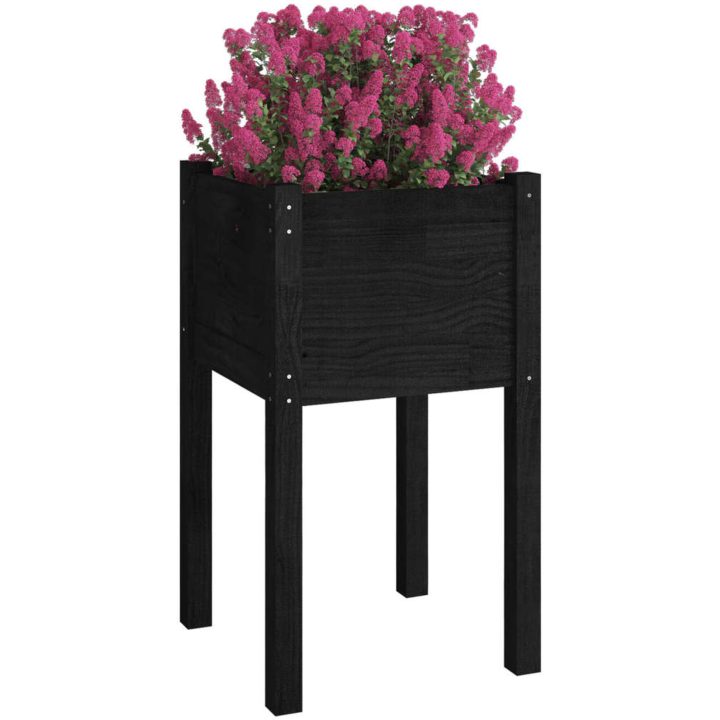 Odlingslådor 2 st svart 40x40x70 cm massiv furu vidaXL – bild 3