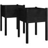 Odlingslådor 2 st svart 50x50x70 cm massiv furu vidaXL – miniatyr 2