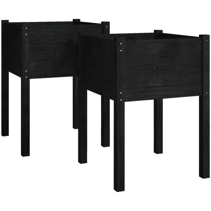 Odlingslådor 2 st svart 50x50x70 cm massiv furu vidaXL – bild 2