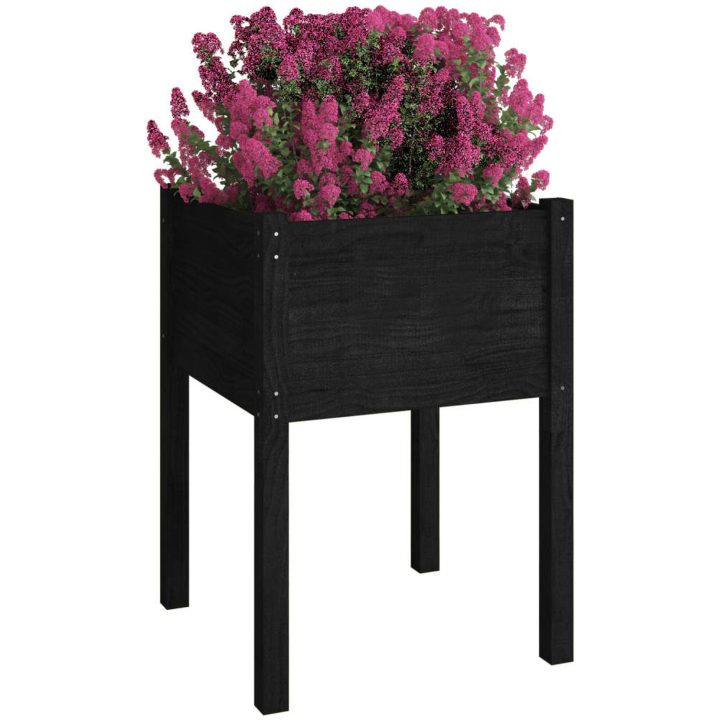 Odlingslådor 2 st svart 50x50x70 cm massiv furu vidaXL – bild 3