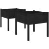 Odlingslådor 2 st svart 70x70x70 cm massiv furu vidaXL – miniatyr 2