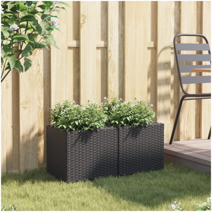 Odlingslådor 2 st svart konstrotting vidaXL 36 x 30 x 32 cm – bild 3