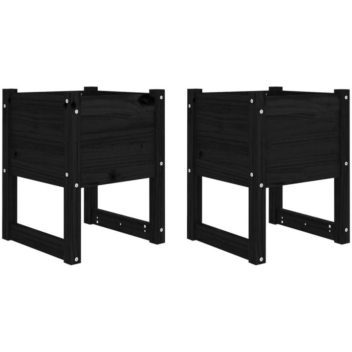 Odlingslådor 2 st Svart massiv furu vidaXL 40 x 40 x 52.5 cm – bild 2