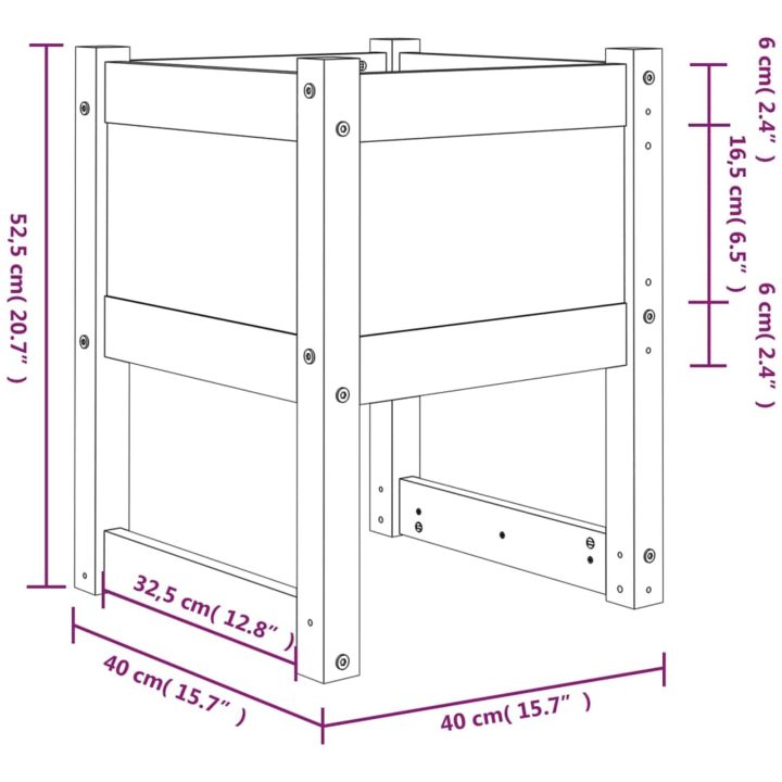 Odlingslådor 2 st Svart massiv furu vidaXL 40 x 40 x 52.5 cm – bild 8