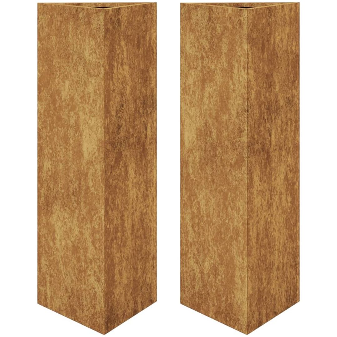 Odlingslådor 2 st triangulär rosttrögt stål vidaXL 30 x 26 x 75 cm – bild 2