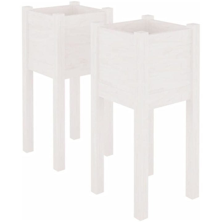 Odlingslådor 2 st vit 31x31x70 cm massiv furu vidaXL – bild 2