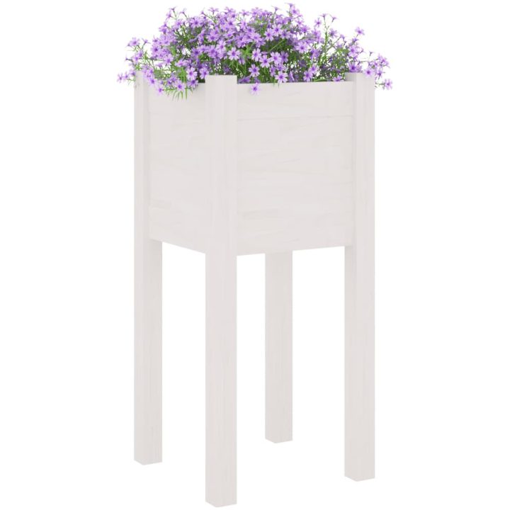 Odlingslådor 2 st vit 31x31x70 cm massiv furu vidaXL – bild 3