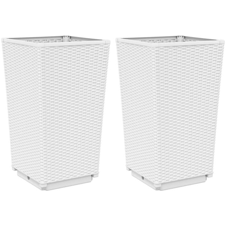 Odlingslådor 2 st vit 32,5x32,5x57 cm PP vidaXL – bild 2