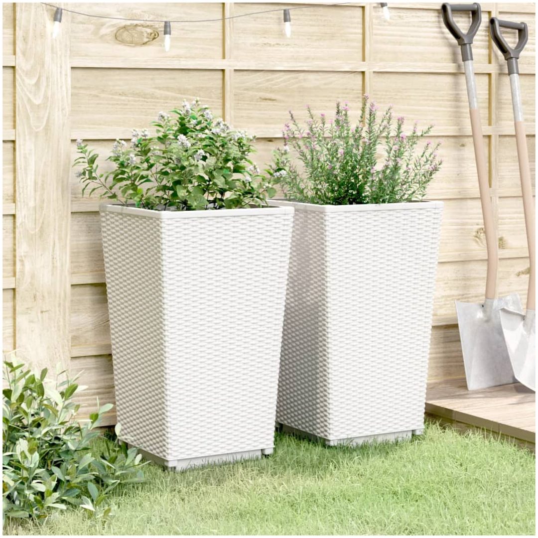 Odlingslådor 2 st vit 32,5x32,5x57 cm PP vidaXL – bild 3