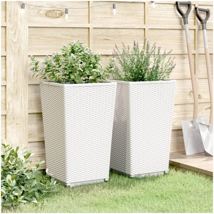 Odlingslådor 2 st vit 32,5x32,5x57 cm PP vidaXL – bild 3