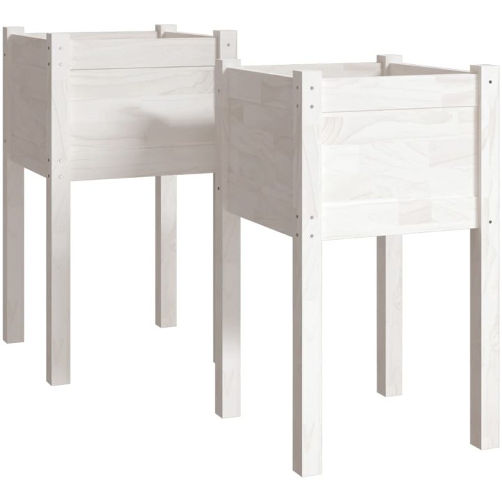 Odlingslådor 2 st vit 40x40x70 cm massiv furu vidaXL – bild 2