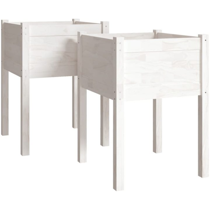 Odlingslådor 2 st vit 50x50x70 cm massiv furu vidaXL – bild 2