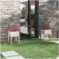 Odlingslådor 2 st vit 50x50x70 cm massiv furu vidaXL