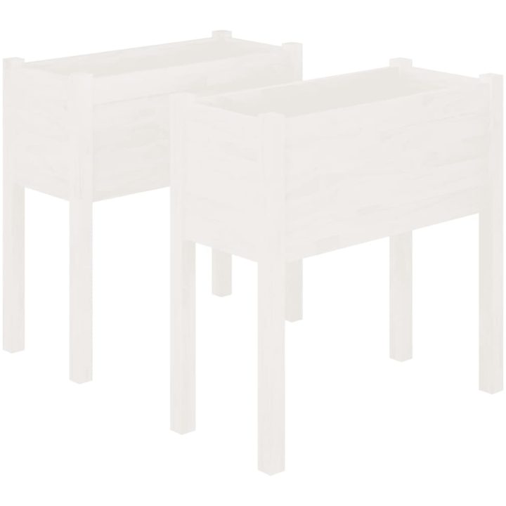 Odlingslådor 2 st vit 70x31x70 cm massiv furu vidaXL – bild 2