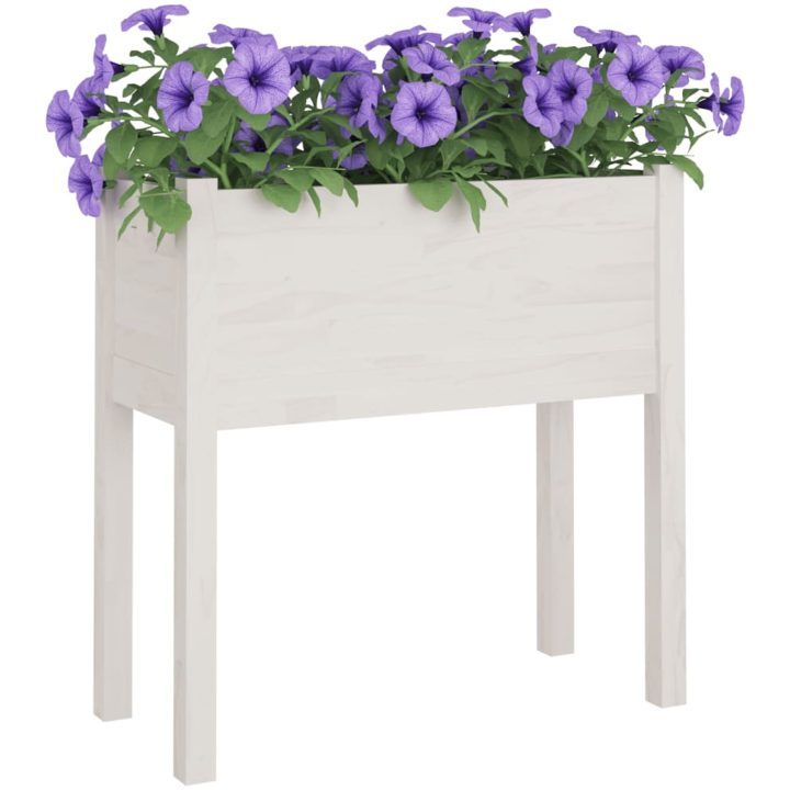 Odlingslådor 2 st vit 70x31x70 cm massiv furu vidaXL – bild 7