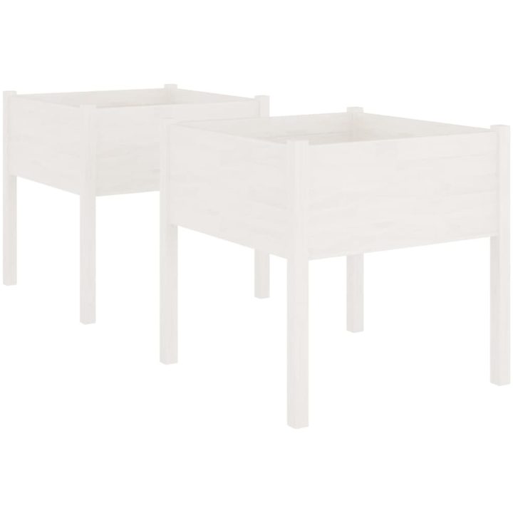 Odlingslådor 2 st vit 70x70x70 cm massiv furu vidaXL – bild 2