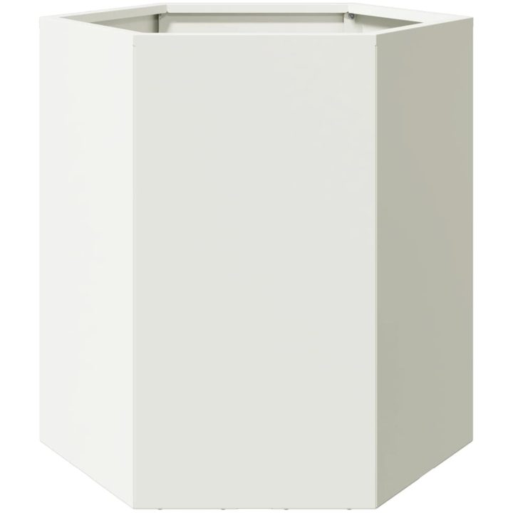 Odlingslådor 2 st vit sexkantig stål vidaXL 46 x 40 x 45 cm – bild 6