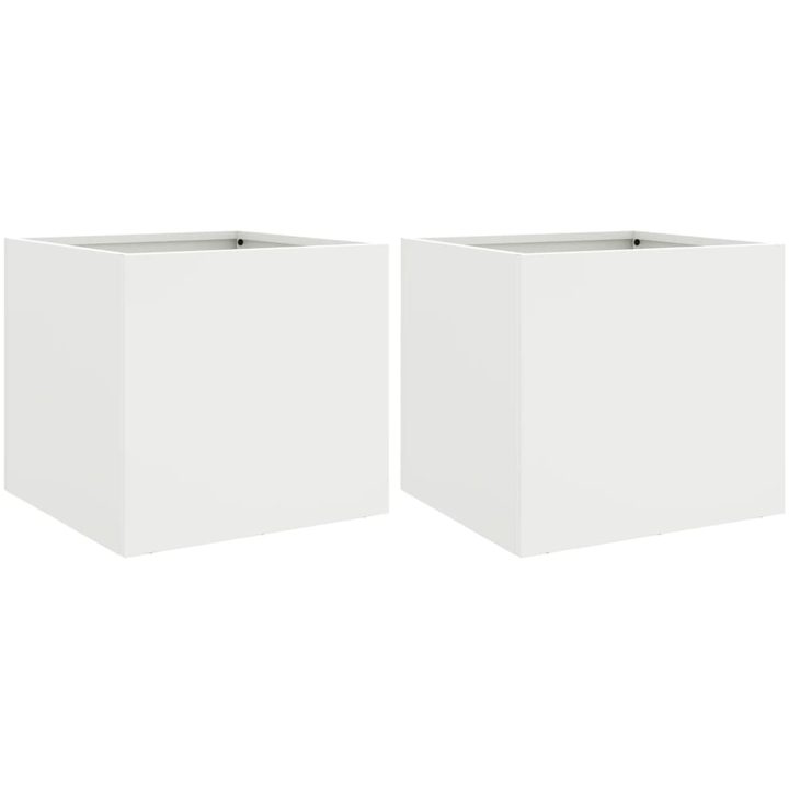 Odlingslådor 2 st vit stål vidaXL 32 x 30 x 29 cm – bild 2