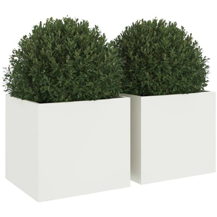 Odlingslådor 2 st vit stål vidaXL 32 x 30 x 29 cm – bild 4