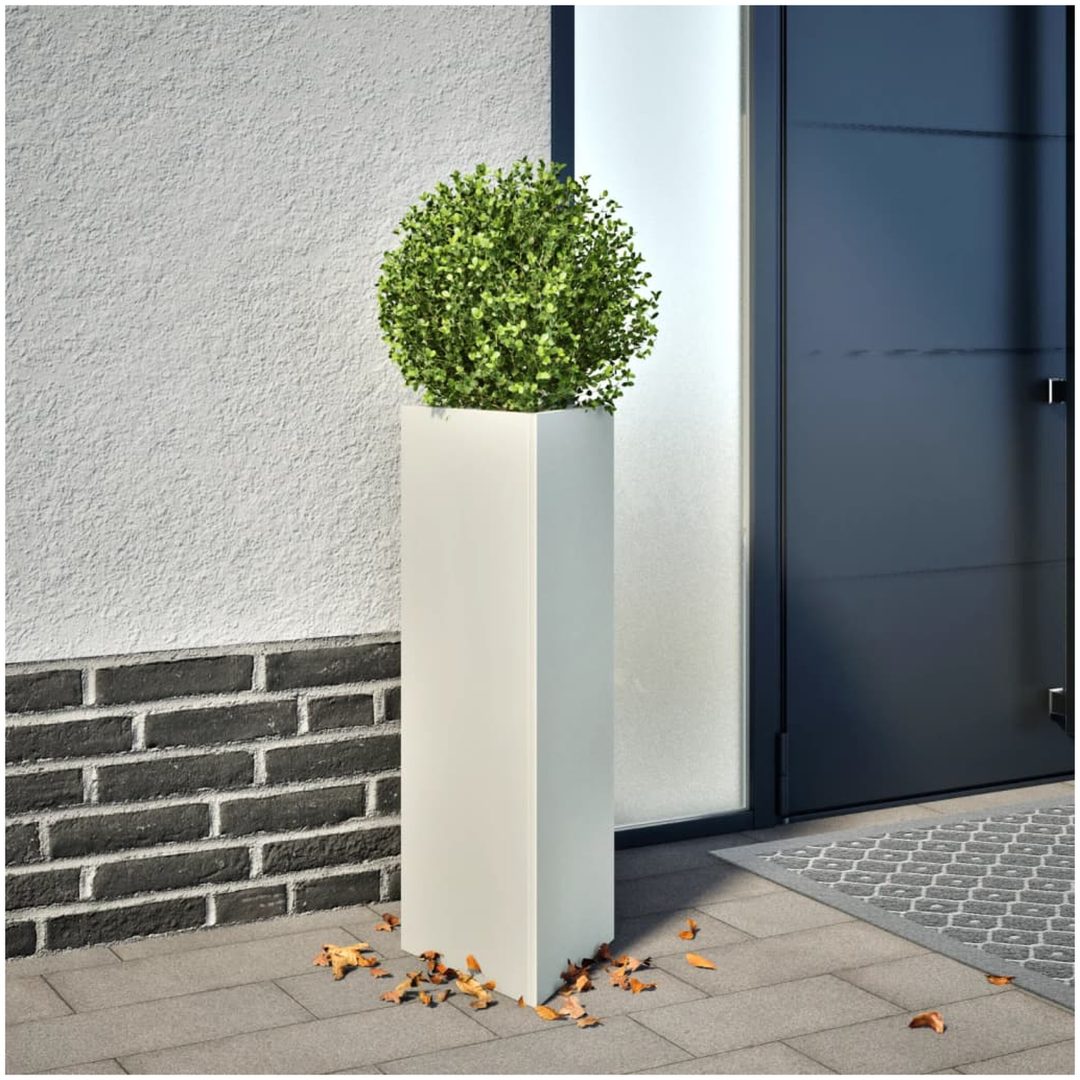 Odlingslådor 2 st vit triangulär stål vidaXL 30 x 26 x 75 cm