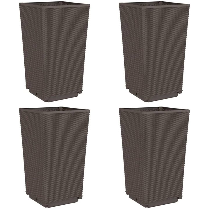 Odlingslådor 4 st brun 32,5x32,5x57 cm PP vidaXL – bild 2