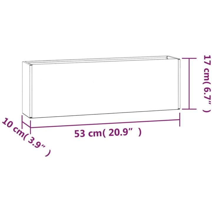 Odlingslådor för vägg 2 st rosttrögt stål 53x10x17 cm vidaXL – bild 9
