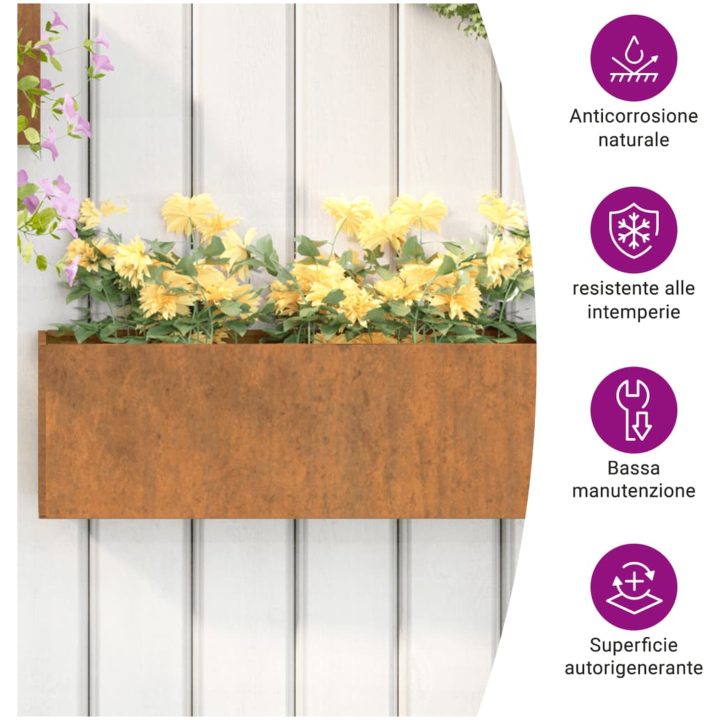 Odlingslådor för vägg 2 st rosttrögt stål 53x10x17 cm vidaXL – bild 10