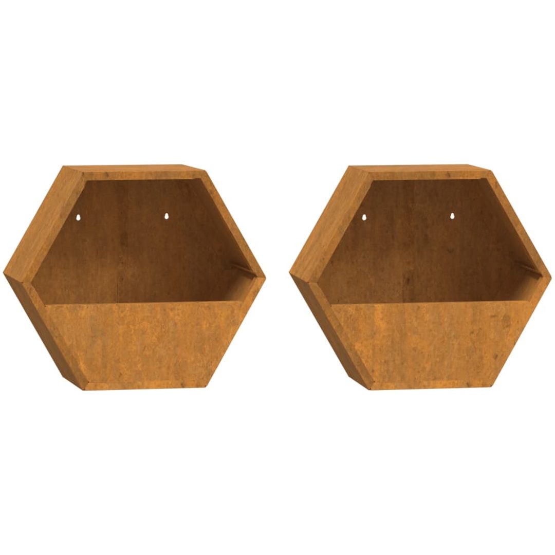 Odlingslådor för vägg 2 st rosttrögt stål vidaXL 30 x 10 x 25 cm – bild 2