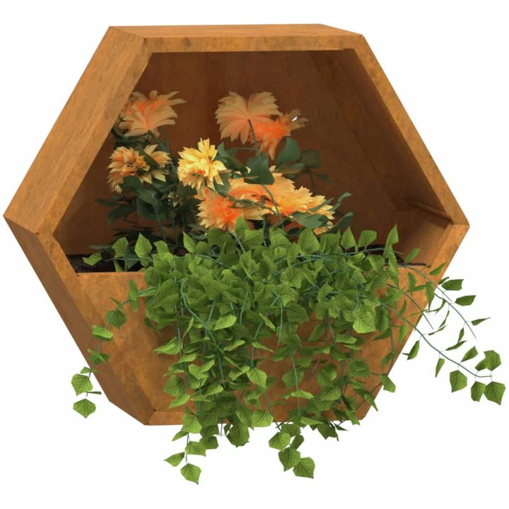 Odlingslådor för vägg 2 st rosttrögt stål vidaXL 30 x 10 x 25 cm – bild 3