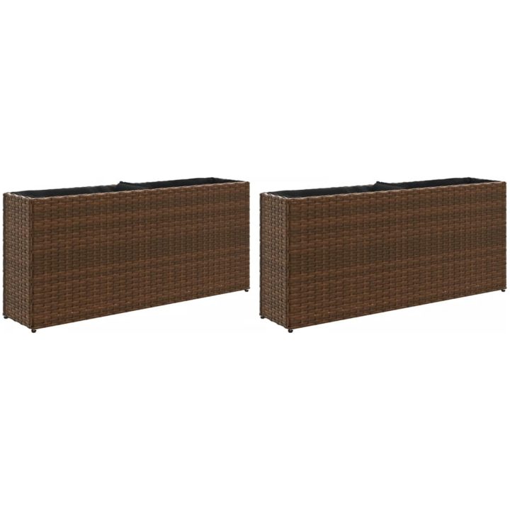 Odlingslådor med 2 krukor 2 st brun 90x20x40 cm konstrotting vidaXL – bild 2