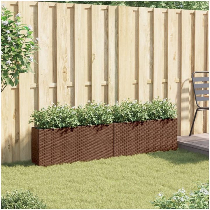 Odlingslådor med 2 krukor 2 st brun 90x20x40 cm konstrotting vidaXL – bild 3