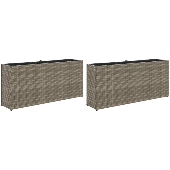 Odlingslådor med 2 krukor 2 st grå 90x20x40 cm konstrotting vidaXL – bild 2