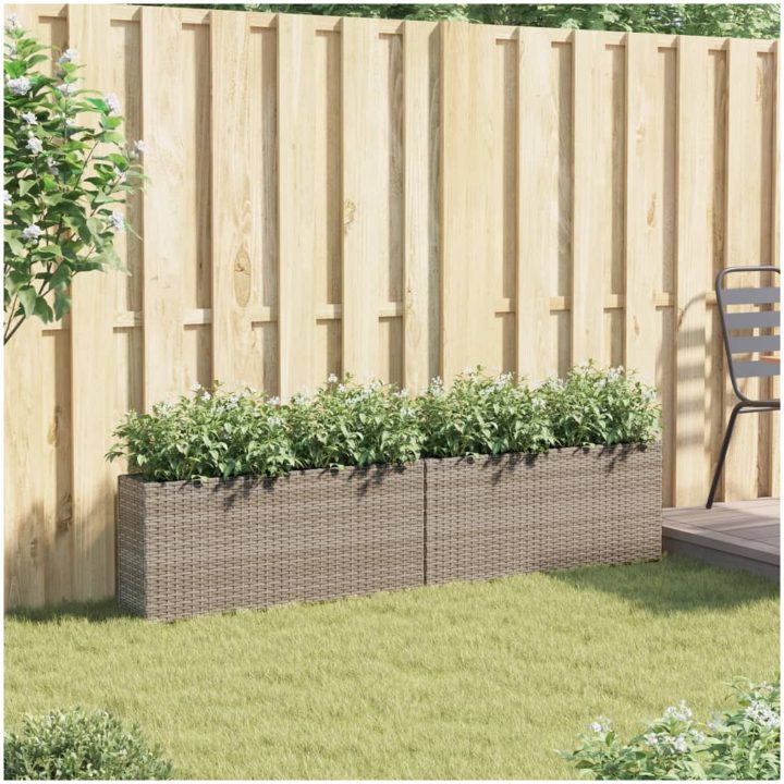 Odlingslådor med 2 krukor 2 st grå 90x20x40 cm konstrotting vidaXL – bild 3